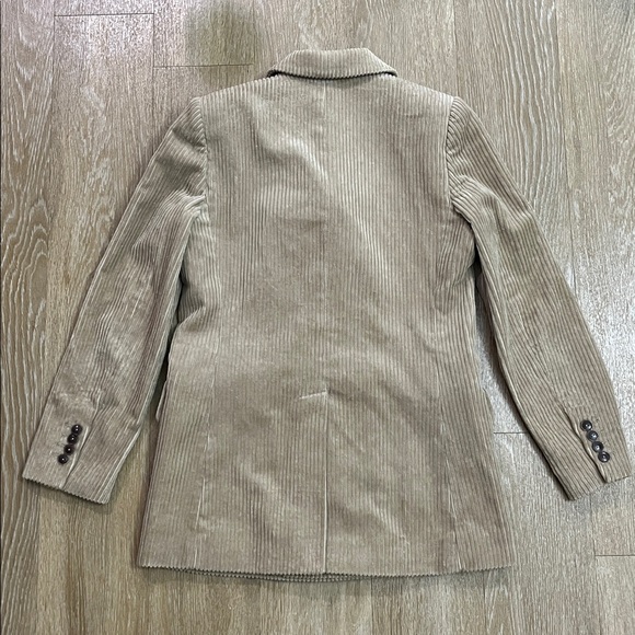 Mango MNG Structured Tan Brown Double Breasted Corduroy Blazer size 2 - Picture 5 of 8